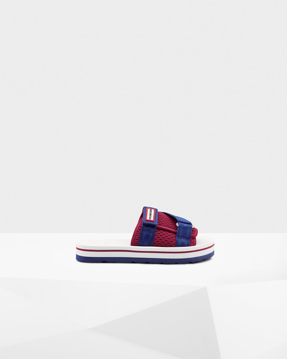 Hunter Original Flatform Beach Slides - Discount Womens White/Red/Blue - UTXPYD197